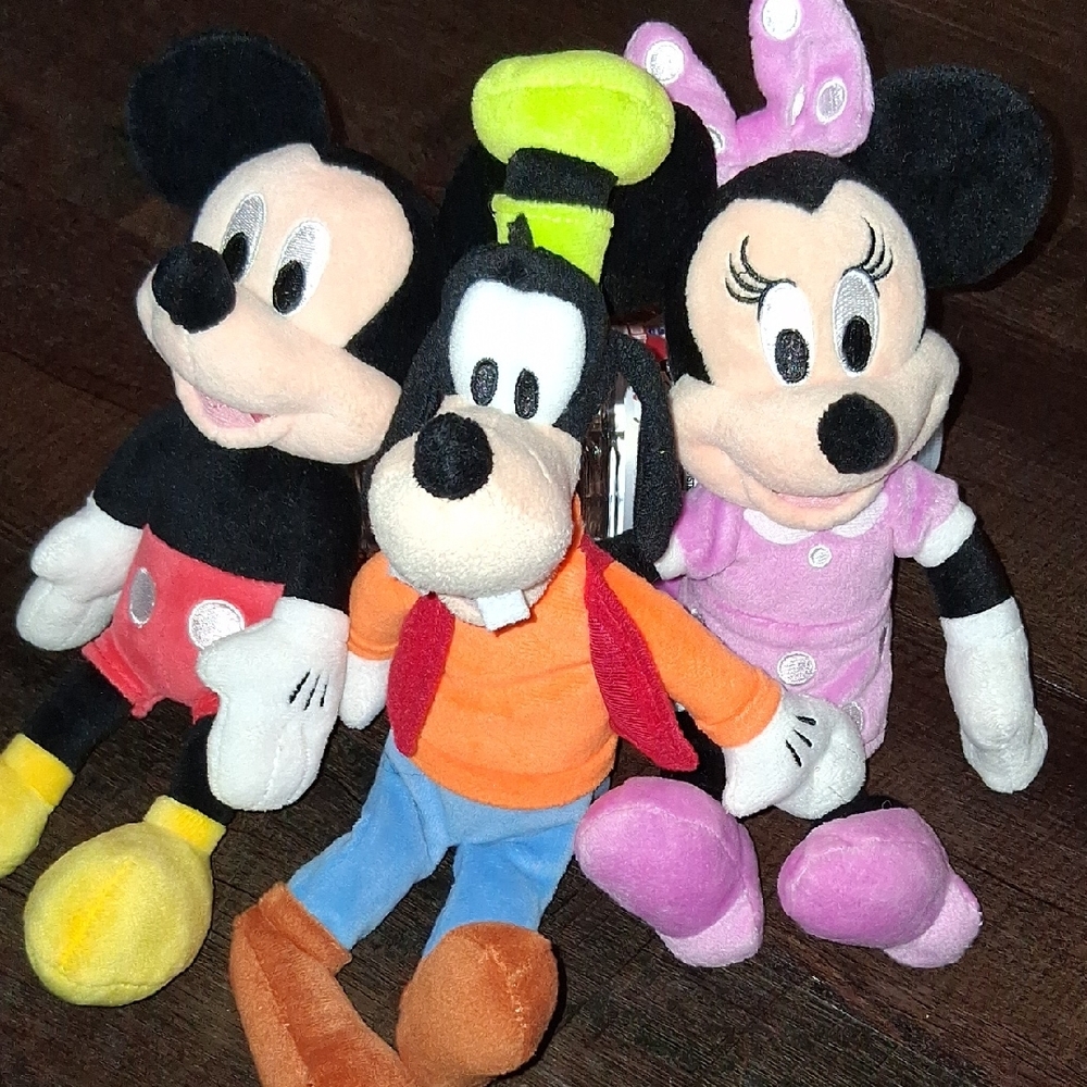 Disney Mickey, Minnie, and Goofy Plush Trio